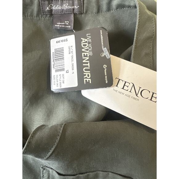 NWT Eddie Bauer Lightweight Tencel Dress Button Tie Belt Sleeveless Green Sz 12 - Picture 6 of 15